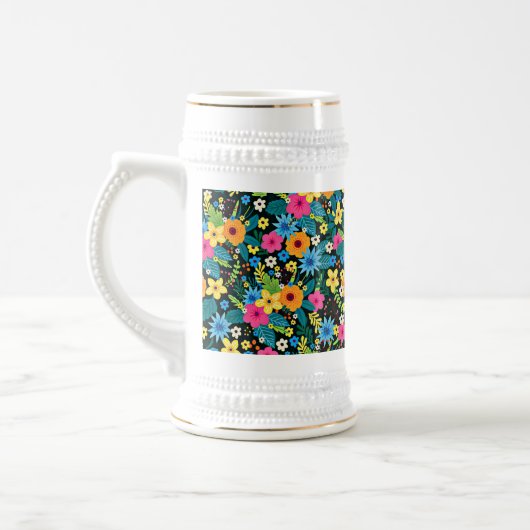 Lebhafte Ditsy-Blume Blumenmuster-43785 Bierglas (Links)