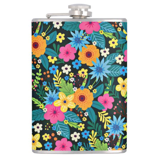 Lebhafte Ditsy-Blume Blumenmuster-43785 Flachmann (Vorderseite)