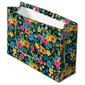 Lebhafte Ditsy-Blume Blumenmuster-43785 Große Geschenktüte (Vorderseite Schrägansicht)