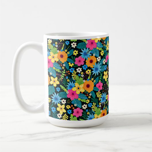 Lebhafte Ditsy-Blume Blumenmuster-43785 Kaffeetasse (Links)