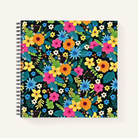 Lebhafte Ditsy-Blume Blumenmuster-43785 Notizblock (Vorderseite)