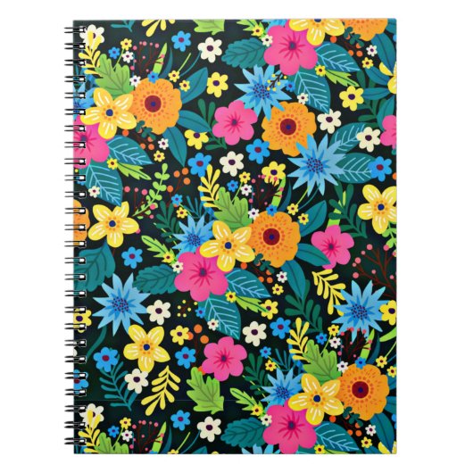 Lebhafte Ditsy-Blume Blumenmuster-43785 Notizblock (Vorderseite)