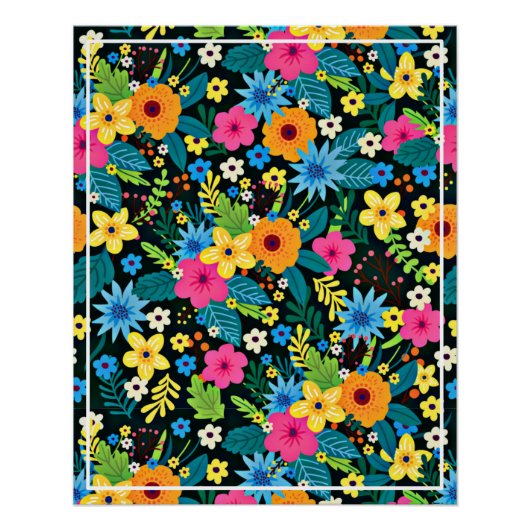 Lebhafte Ditsy-Blume Blumenmuster-43785 Poster (Vorderseite)