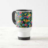 Lebhafte Ditsy-Blume Blumenmuster-43785 Reisebecher (Vorderseite Links)