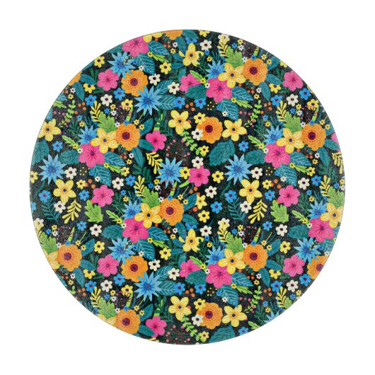 Lebhafte Ditsy-Blume Blumenmuster-43785 Schneidebrett (Vorderseite)