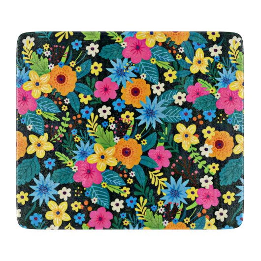 Lebhafte Ditsy-Blume Blumenmuster-43785 Schneidebrett (Vorderseite)