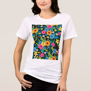 Lebhafte Ditsy-Blume Blumenmuster-43785 Tri-Blend Shirt