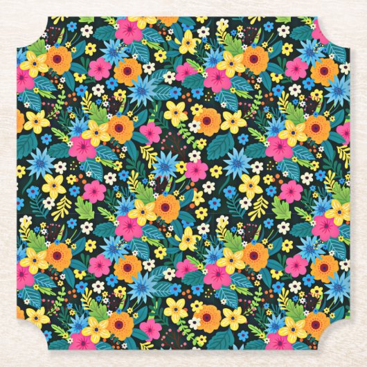 Lebhafte Ditsy-Blume Blumenmuster-43785 Untersetzer (Vorderseite)