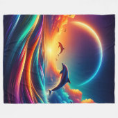 "Lebhafte Dolphin Fantasy - Surreal Ocean Art" Fleecedecke (Vorderseite (Horizontal))