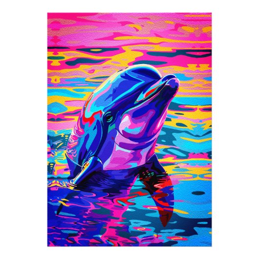 Lebhafte Dolphin - farbenfroher Traum im Ozean Fotodruck (Vorne)