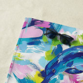 Lebhafte Dolphins Blue Waves Personalisiert Strandtuch (Beispiel)