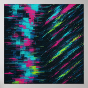 Lebhafte Dopamin-Glitch-Welle im Neon-Fragment-Flu Poster
