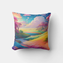 Lebhafte Dreamy Landschaft in Pastellfarben Kissen