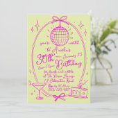 Lebhafte, eigenständige 30. Geburtstagsdisco Hand  Einladung (Stehend Vorderseite)