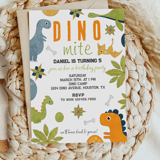 Lebhafte Einladung Dino-Mite zum Geburtstag