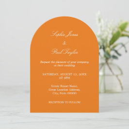 Lebhafte Einladung zur Orange Arch Hochzeit