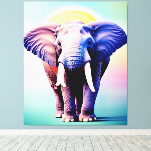 Lebhafte Elefantenkunst Ein Pop Farbe für Ihre Wan Leinwanddruck (Insitu (Holzboden))