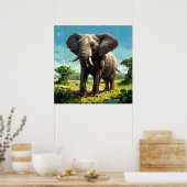 Lebhafte Elefantenmalerei Kunst, Dichtung und Musi Poster (Küche)