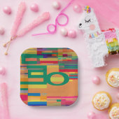 Lebhafte Eleganz: Schönes mehrfarbiges Design Pappteller (Party)