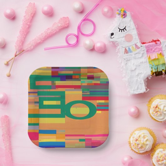Lebhafte Eleganz: Schönes mehrfarbiges Design Pappteller (Party)