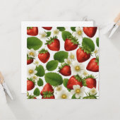 Lebhafte Erdbeeren, Blätter und Blume Karte (Vorderseite/Rückseite Beispiel)