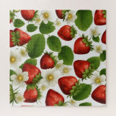 Lebhafte Erdbeeren, Blätter und Blume Puzzle (Horizontal)