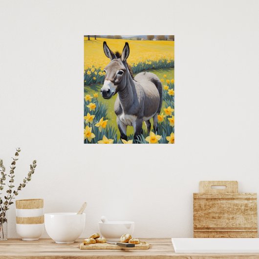 Lebhafte Esel- und Gelbdüster Poster (Küche)