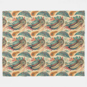 Lebhafte, ethnisch-ethnische Federn pastellgrün Fleecedecke (Vorderseite (Horizontal))