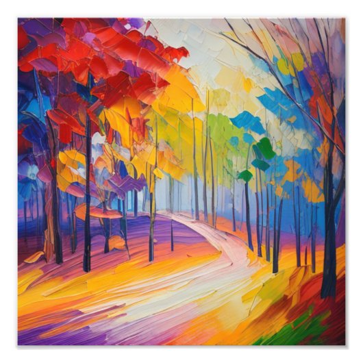 Lebhafte Fall Foliage Landschaft Kunst, Kultur Fotodruck (Vorne)