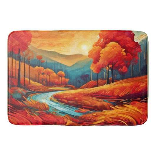 Lebhafte Fall River Scene Badematte (Vorderseite)