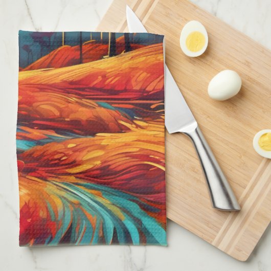 Lebhafte Fall River Scene Geschirrtuch (Viertel Falte)