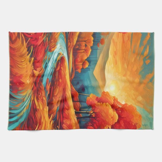 Lebhafte Fall River Scene Geschirrtuch (Horizontal)