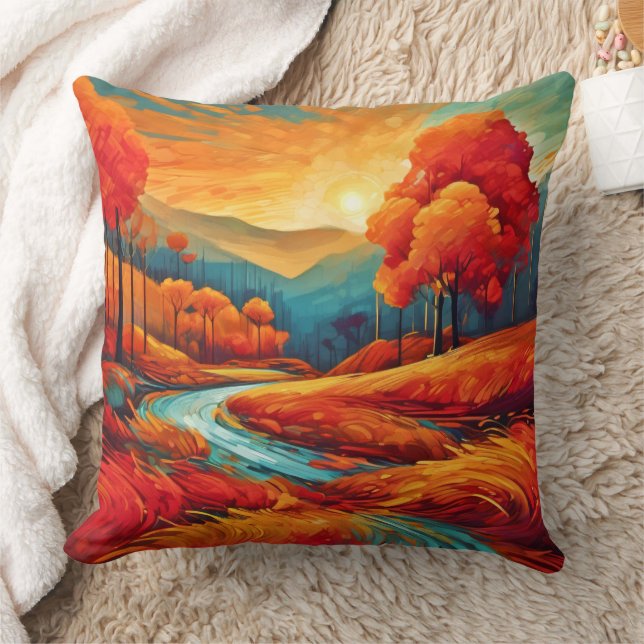 Lebhafte Fall River Scene Kissen (Decke)