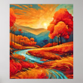 Lebhafte Fall River Scene Poster (Vorne)