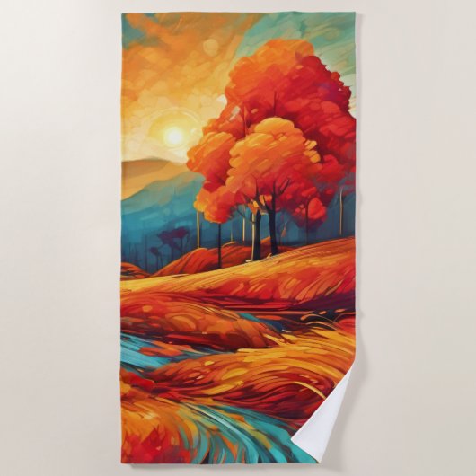 Lebhafte Fall River Scene Strandtuch (Vorderseite)