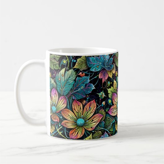 Lebhafte Fantasie der Blumen Kaffeetasse (Links)