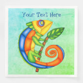 Lebhafte Fantasie lächelnd Lizard Leaf Blue Green Serviette (Vorderseite)