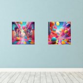 Lebhafte Fantasiewelt - Abstrakte Kunst Bilderwand Sets (Holzboden)