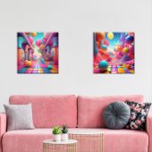 Lebhafte Fantasiewelt - Abstrakte Kunst Bilderwand Sets (Wohnzimmer)