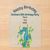 Lebhafte Fantasy Aqua Blauer Drachen Blasen Acryleinladungen (Vorderseite)