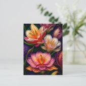 Lebhafte Fantasy Garden Blume Postkarte (Stehend Vorderseite)