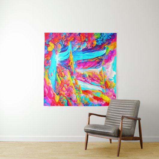 Lebhafte Fantasy-Wasserfälle in Candyland Wandteppich (Beispiel (Horizontal))