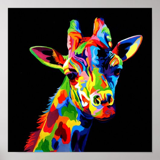 Lebhafte Farbe Giraffe Poster (Vorne)