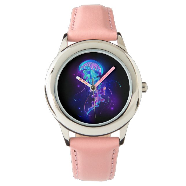 Lebhafte Farbe leuchtende Qualle Armbanduhr (Vorderseite)