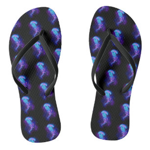 Lebhafte Farbe leuchtende Qualle Badesandalen