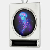 Lebhafte Farbe leuchtende Qualle Banner-Ornament Silber (Links)