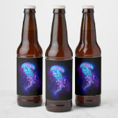 Lebhafte Farbe leuchtende Qualle Bierflaschenetikett (Flaschen)