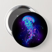 Lebhafte Farbe leuchtende Qualle Button (Vorne & Hinten)