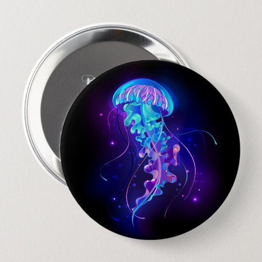 Lebhafte Farbe leuchtende Qualle Button (Vorne & Hinten)