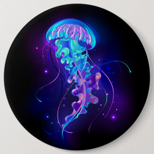Lebhafte Farbe leuchtende Qualle Button